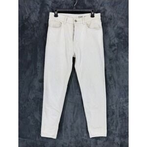 COS Regular Fit Tapered Leg Jeans Mens 30/32 Off White Cream Cotton Button Fly
